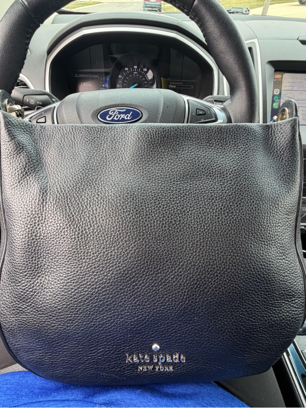 kate spade Black Pebbled Leather Hobo Bag